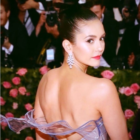 NEW Designer Celeb Inspired Yellow Gold-Plated CZ Leaf Vine Chandelier Earrings - Picture 15 of 16